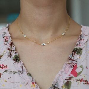 3 Evil Eye Choker Gold